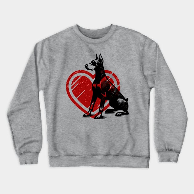 Doberman Heart Crewneck Sweatshirt by SWITPaintMixers